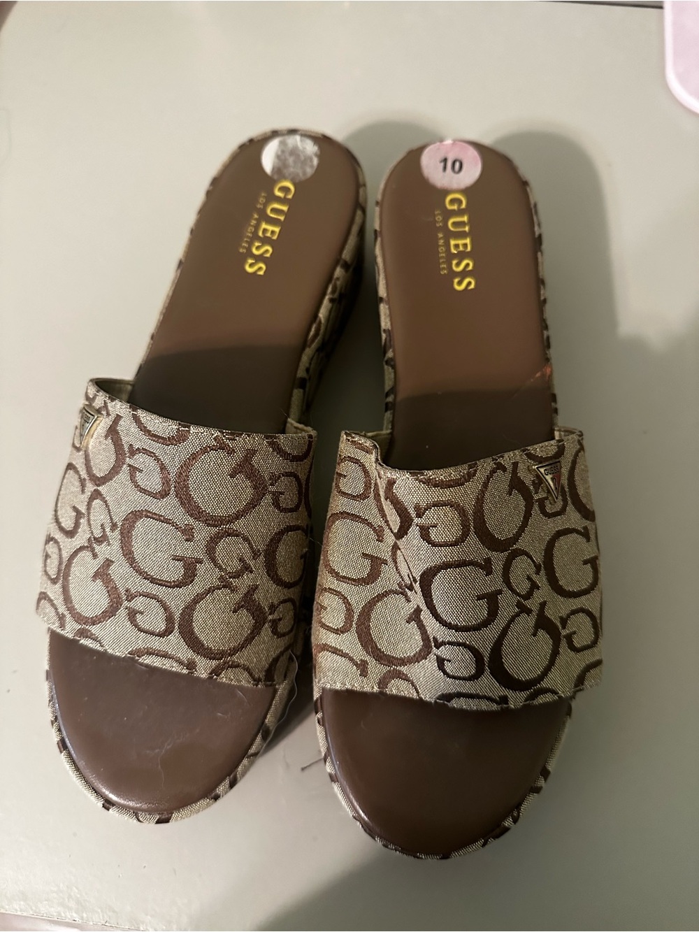 GUESS Brown Logo Slide Mules